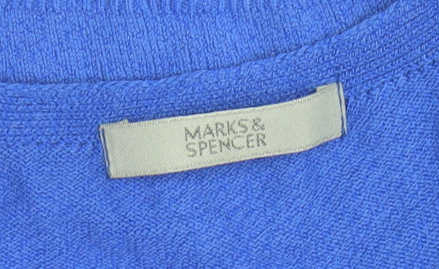 Marks and Spencer Women Blue V-Neck Long Sleeve Pullover Jumper Size 12 - Image 4