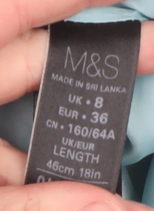 Marks and Spencer Women Blue Wool Blend Knee Length Pencil Skirt UK 8 - Image 4