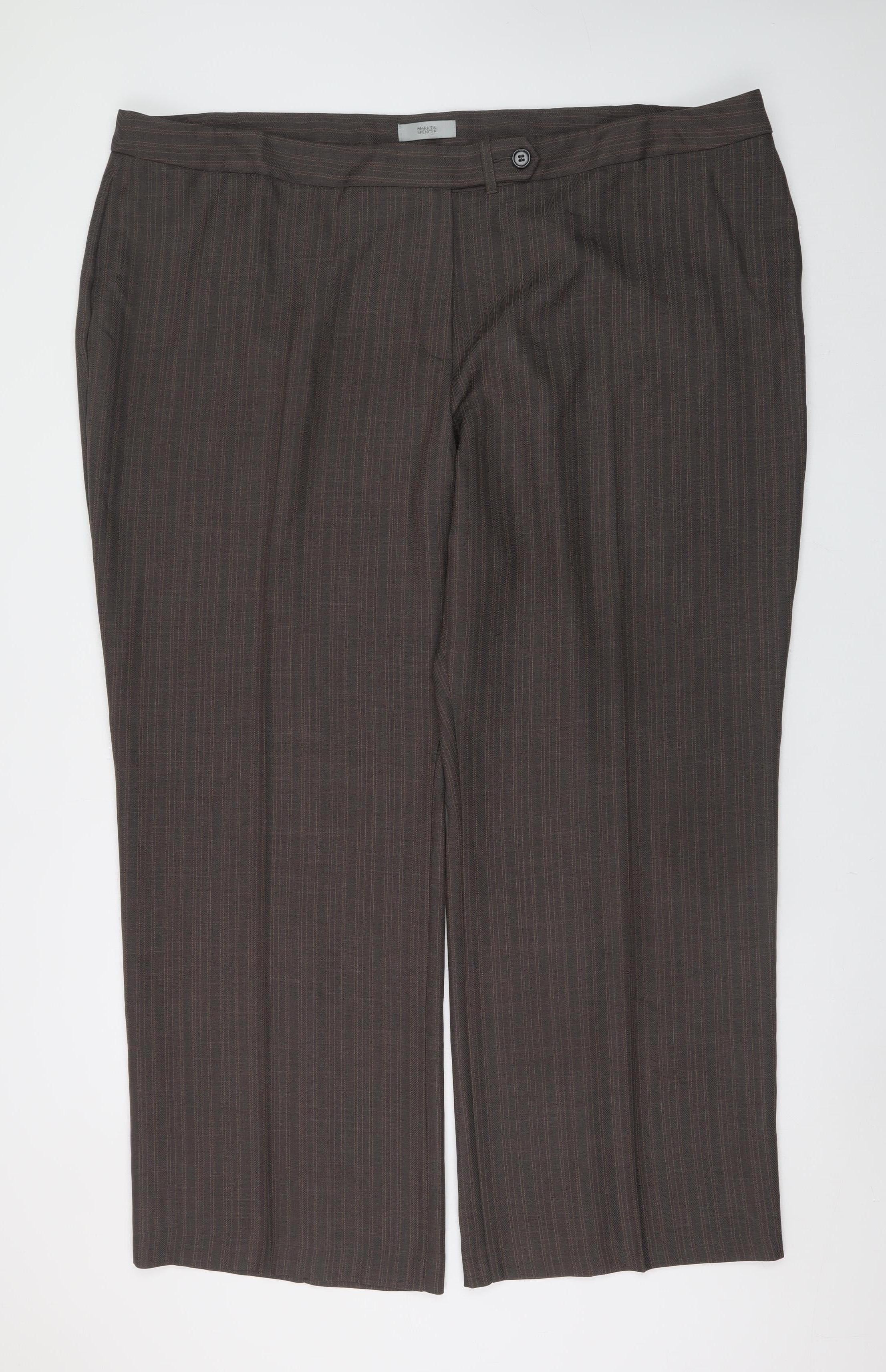 Marks and Spencer Women Brown Pinstripe Dress Pants Size 28 Regular