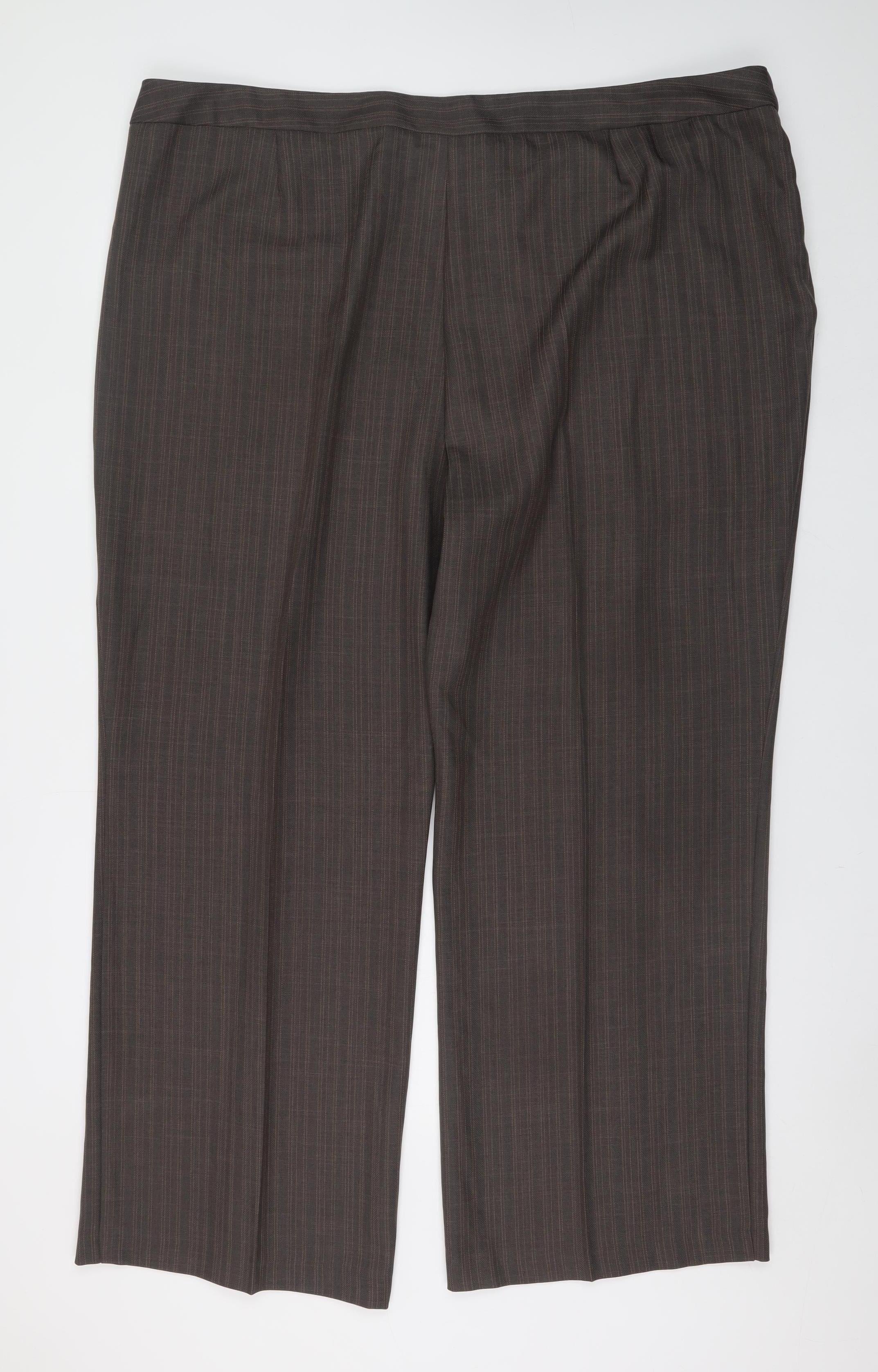 Marks and Spencer Women Brown Pinstripe Dress Pants Size 28 Regular - Image 3