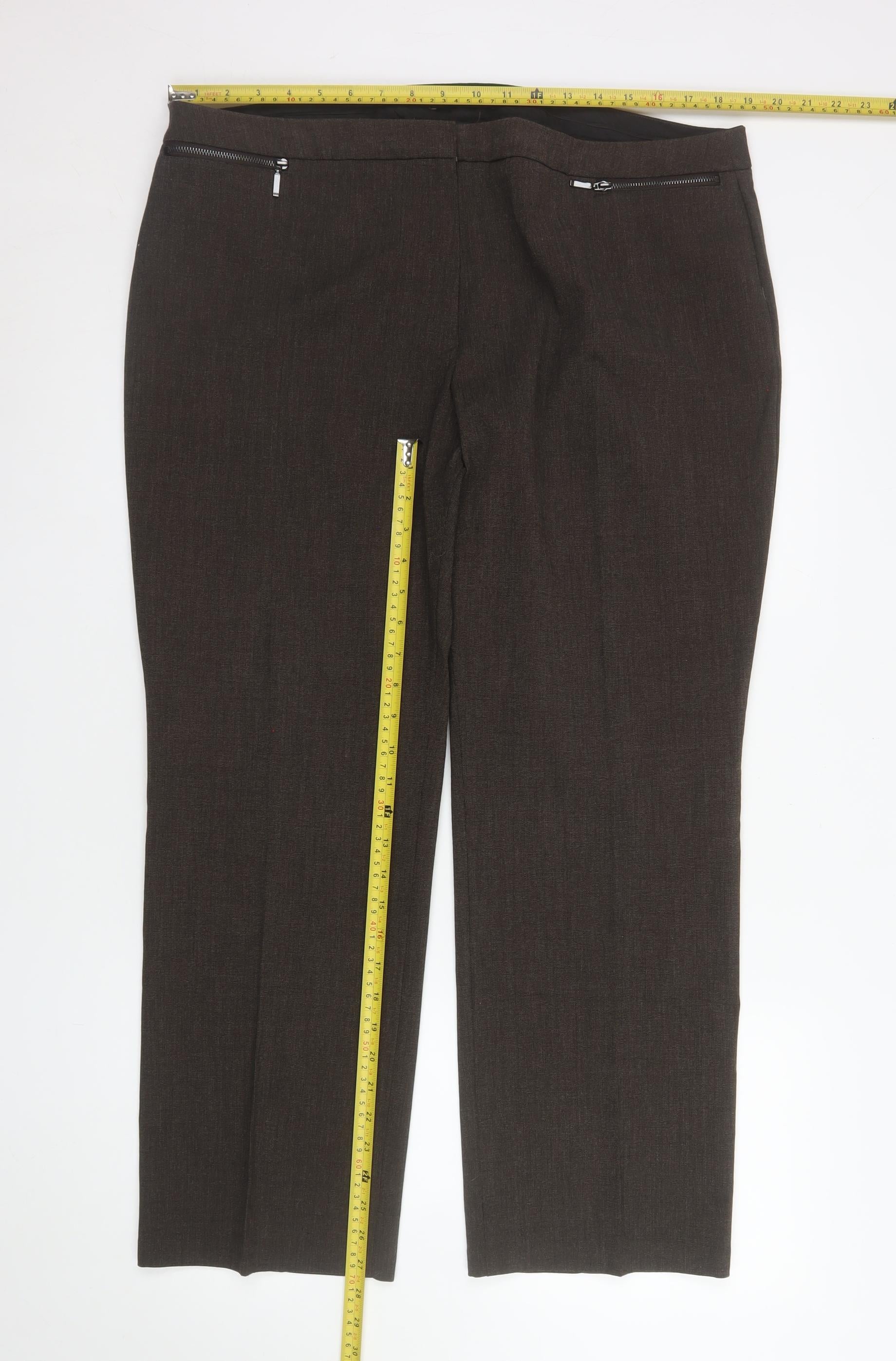 Marks and Spencer Women Brown Size 18 Straight Leg Dress Pants - Image 2