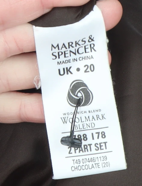 Marks and Spencer Women Brown Wool Blend Belted Overcoat UK 20 - Image 4