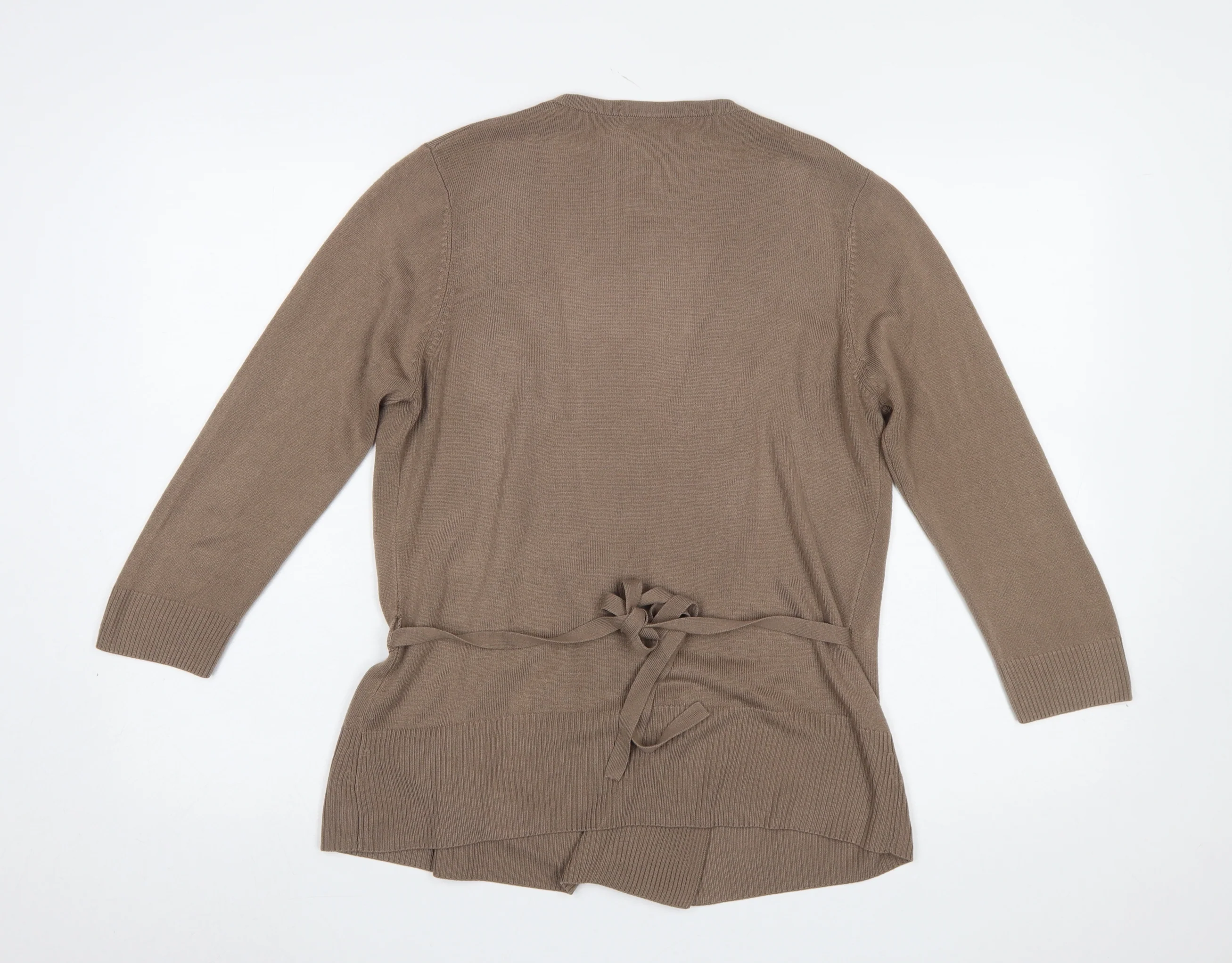 Marks and Spencer Women Brown Wrap Jumper Size 16 V-Neck Knit - Image 3