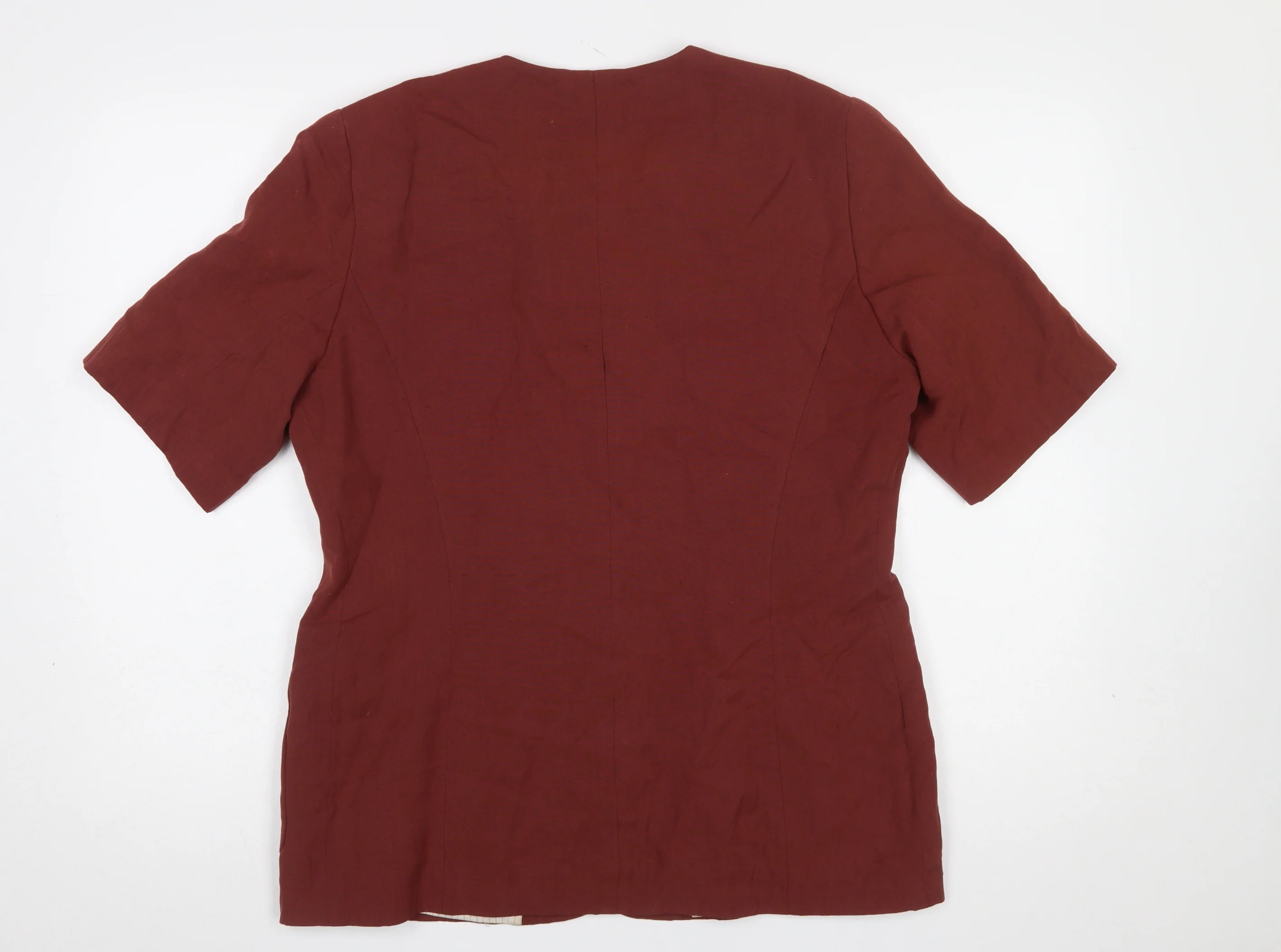 Marks and Spencer Women Burgundy Linen Blend Short Sleeve Suit Jacket UK 16 - Image 3