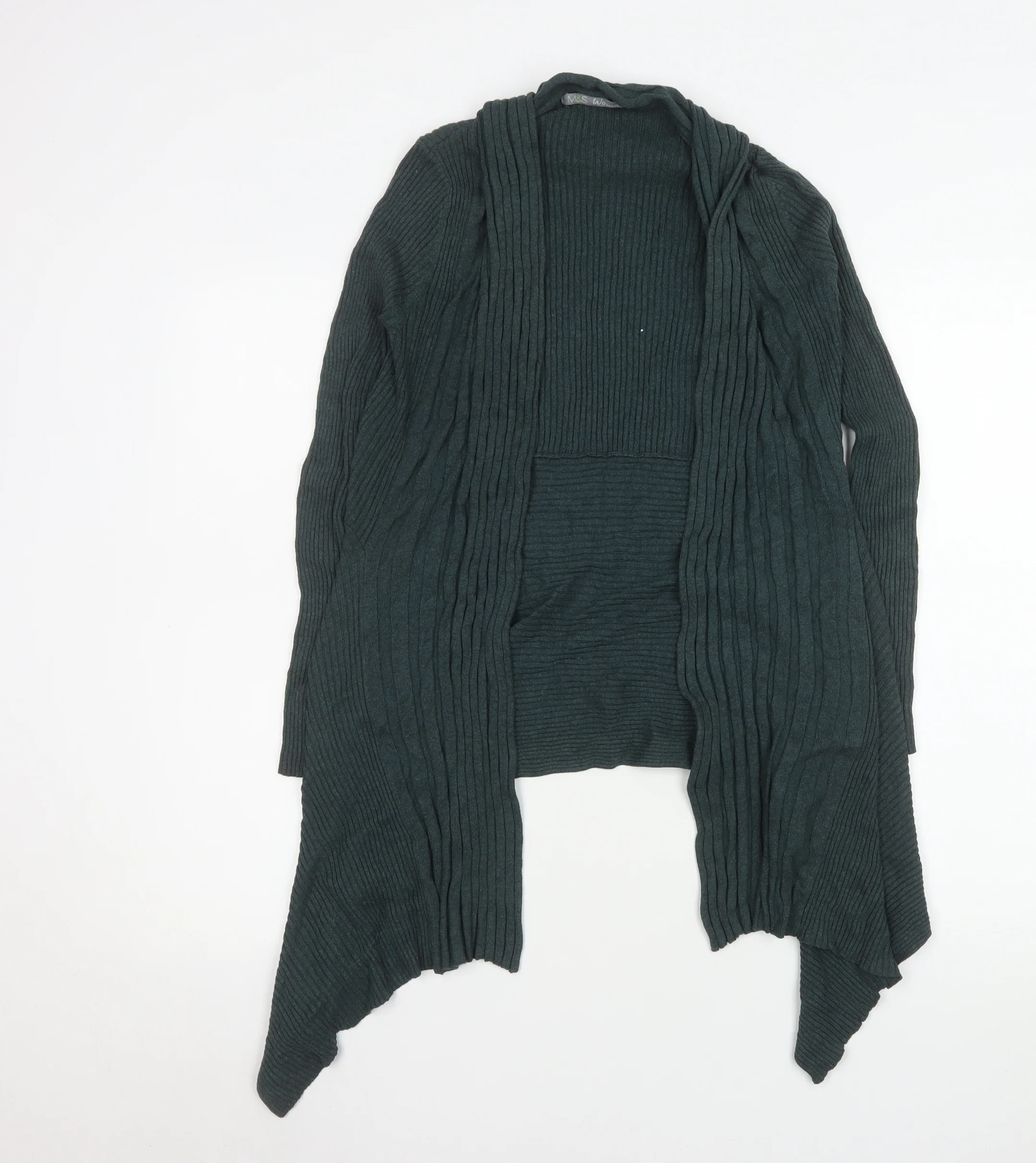 Marks and Spencer Women Forest Green Open Knit Long Sleeve Cardigan UK 12