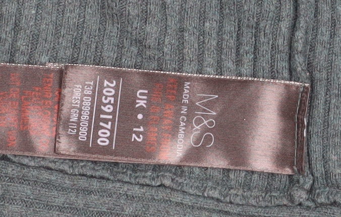 Marks and Spencer Women Forest Green Open Knit Long Sleeve Cardigan UK 12 - Image 5