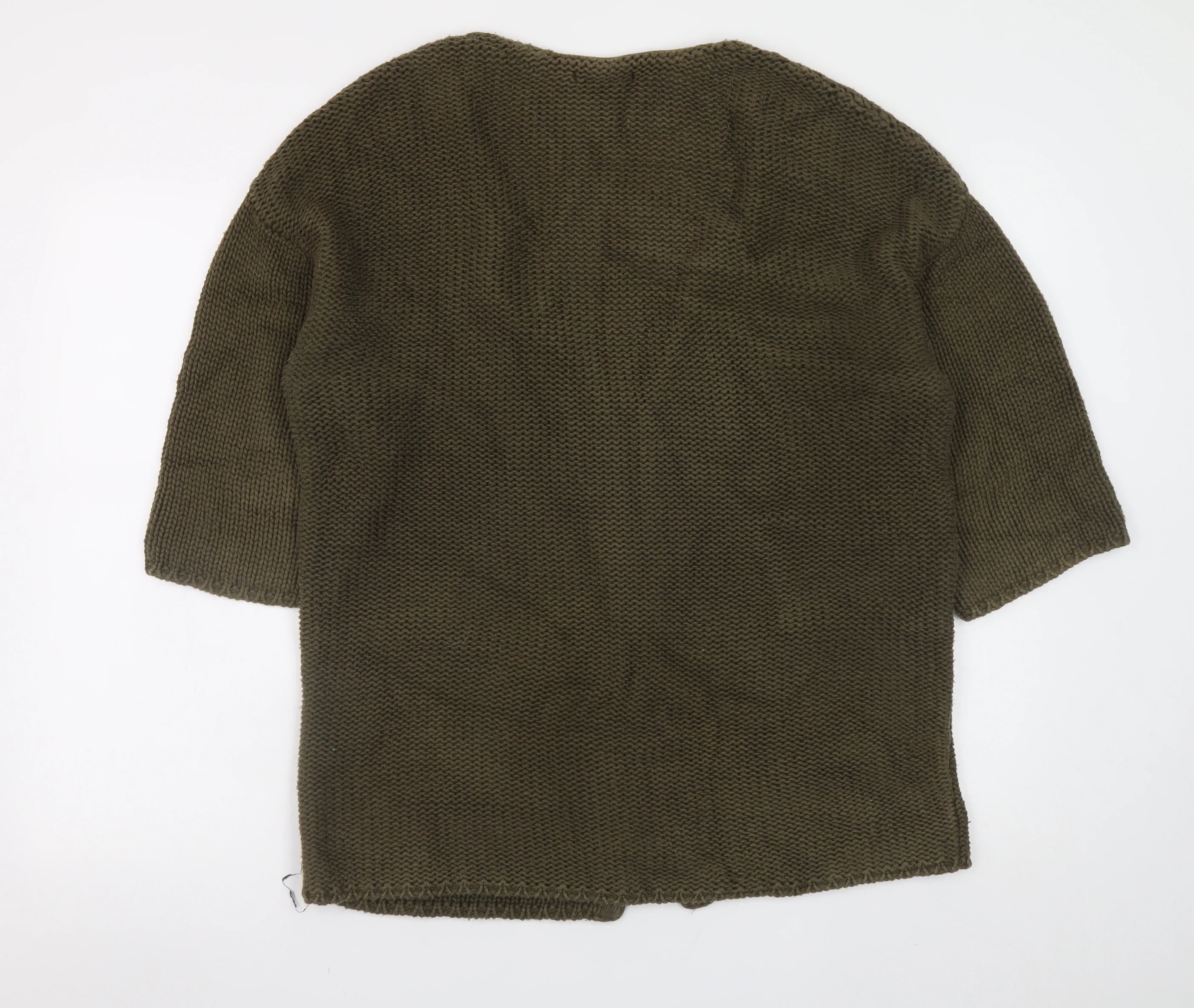 Marks and Spencer Women Green Size 12 Chunky Knit Zip Cardigan - Image 3