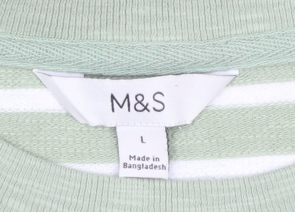 Marks and Spencer Women Green White Striped Pullover Jumper L - Image 4