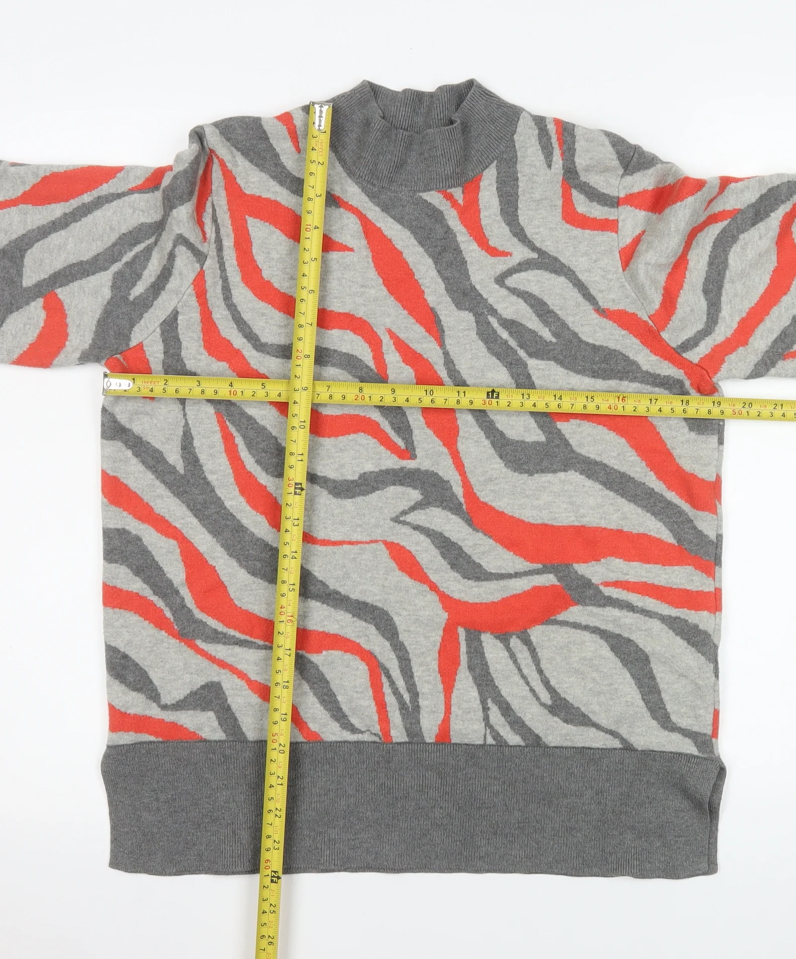 Marks and Spencer Women Grey Animal Print Pullover Sweatshirt Size L - Image 2