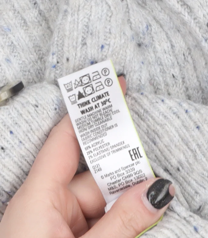 Marks and Spencer Women Grey Cardigan L Knit Button Long Sleeve - Image 4