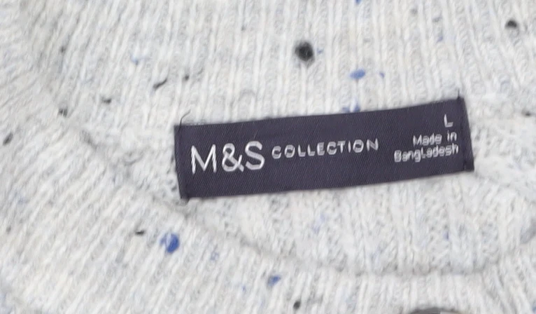 Marks and Spencer Women Grey Cardigan L Knit Button Long Sleeve - Image 5