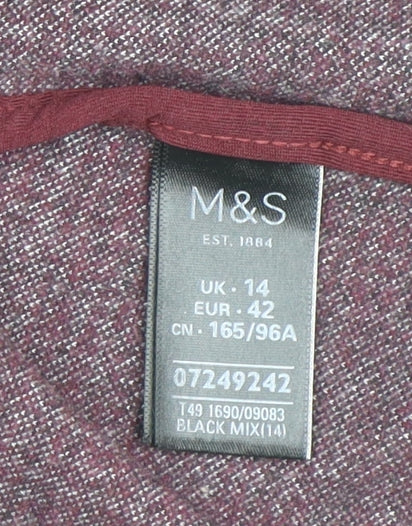 Marks and Spencer Women Grey Check Coatigan Size 14 Collared Mid-Length - Image 4
