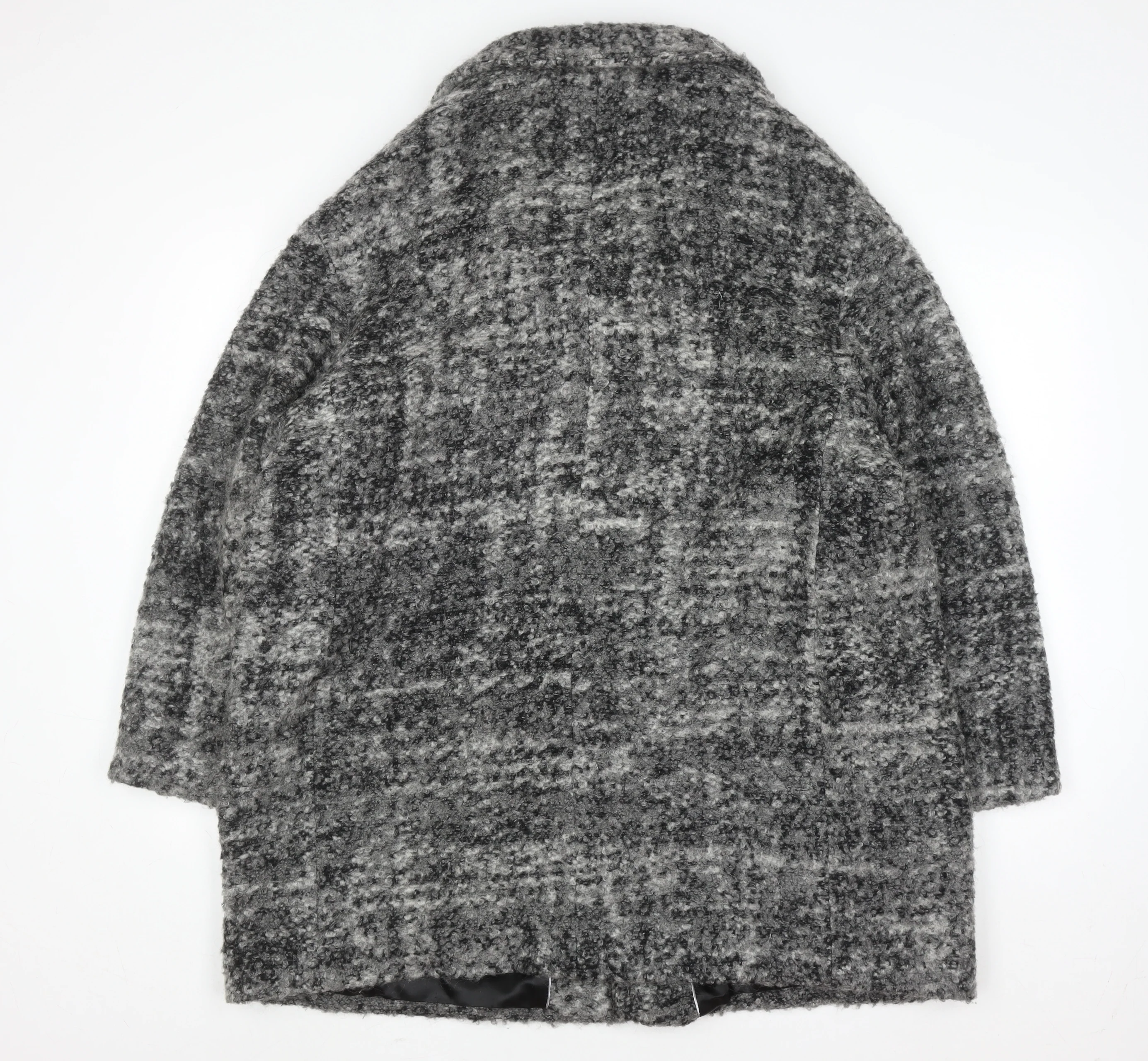 Marks and Spencer Women Grey Check Wool Blend Mid-Length Overcoat UK 20 - Image 3