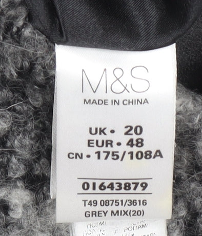 Marks and Spencer Women Grey Check Wool Blend Mid-Length Overcoat UK 20 - Image 5