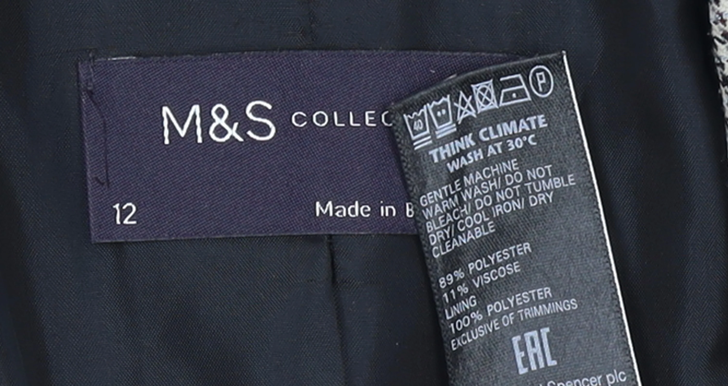 Marks and Spencer Women Grey Checked Single-Breasted Blazer Size 12 - Image 4