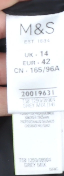 Marks and Spencer Women Grey Checked Wool Blend Mid-Length Coat Size 14 - Image 6