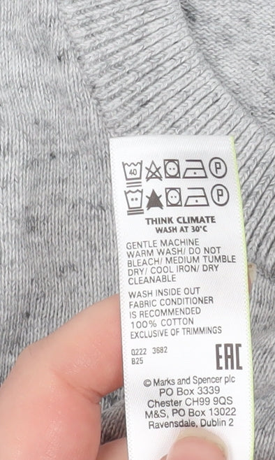 Marks and Spencer Women Grey Christmas Jumper Size S Cotton Knit - Image 4