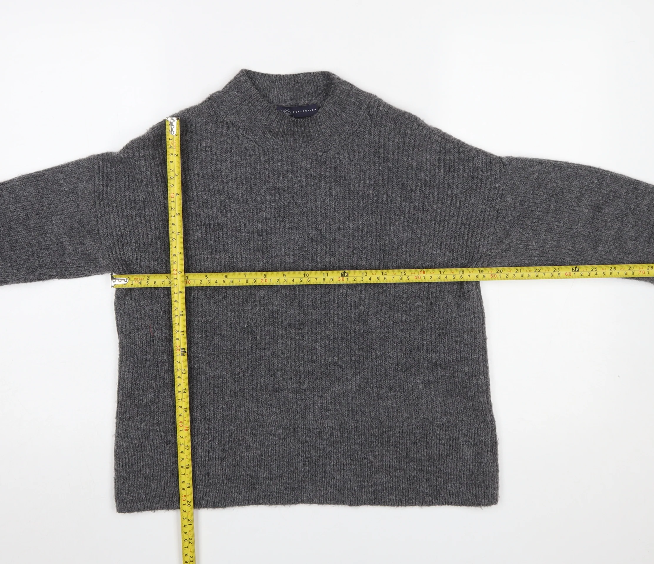 Marks and Spencer Women Grey Mock Neck Bell Sleeve Pullover Jumper Size S - Image 2