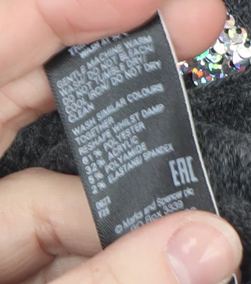 Marks and Spencer Women Grey Sequin Christmas Pullover Jumper XL - Image 5