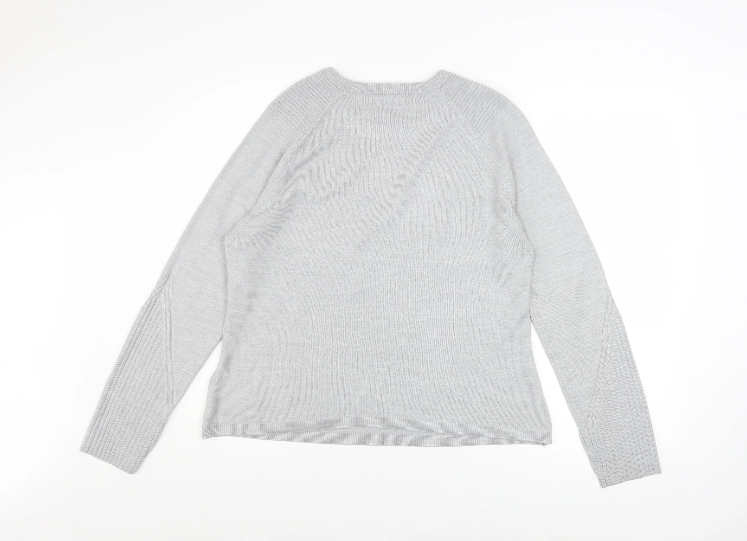Marks and Spencer Women Grey Size 12 Crew Neck Knit Jumper - Image 3
