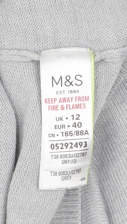 Marks and Spencer Women Grey Size 12 Crew Neck Knit Jumper - Image 4