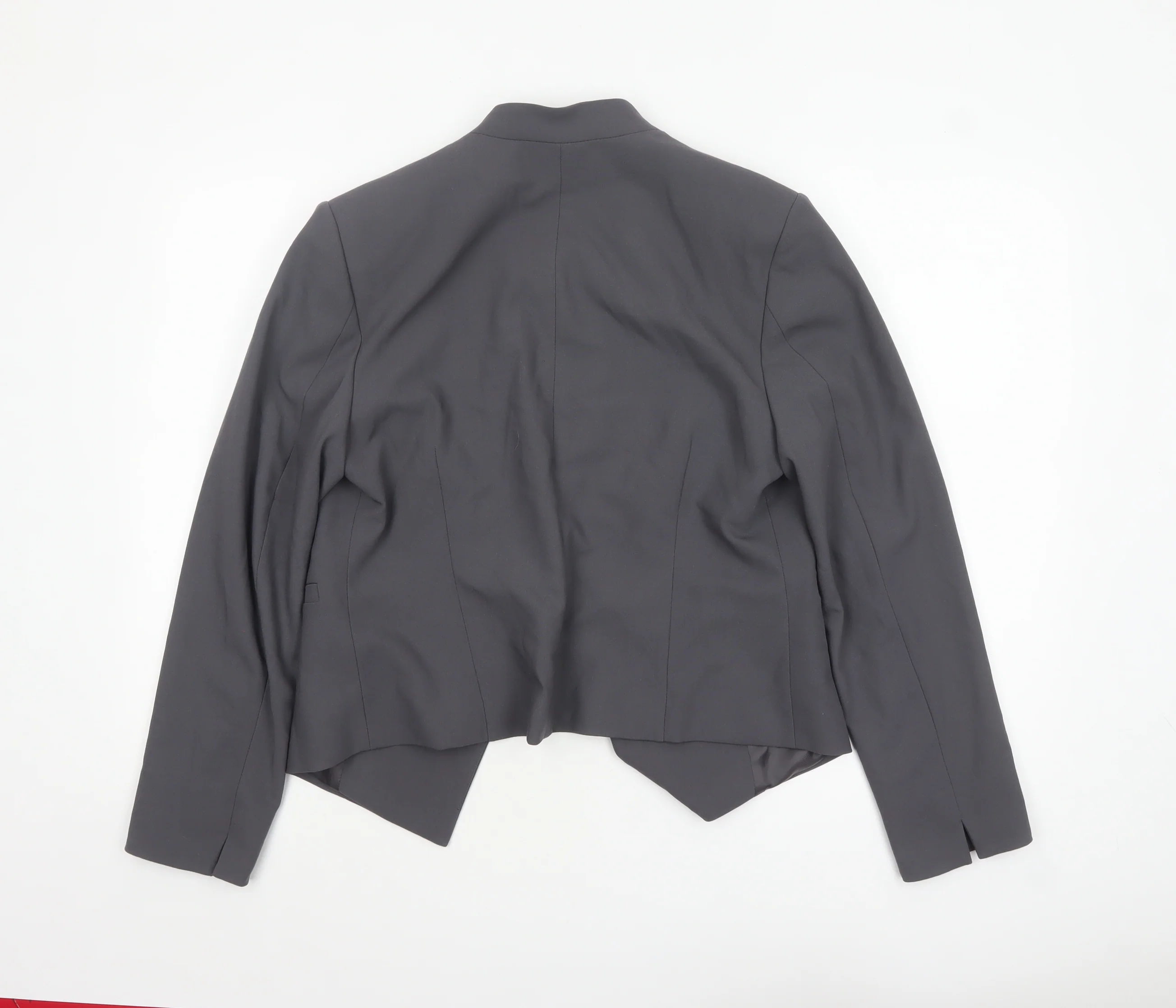 Marks and Spencer Women Grey Tailored No Collar Blazer Size 12 - Image 3