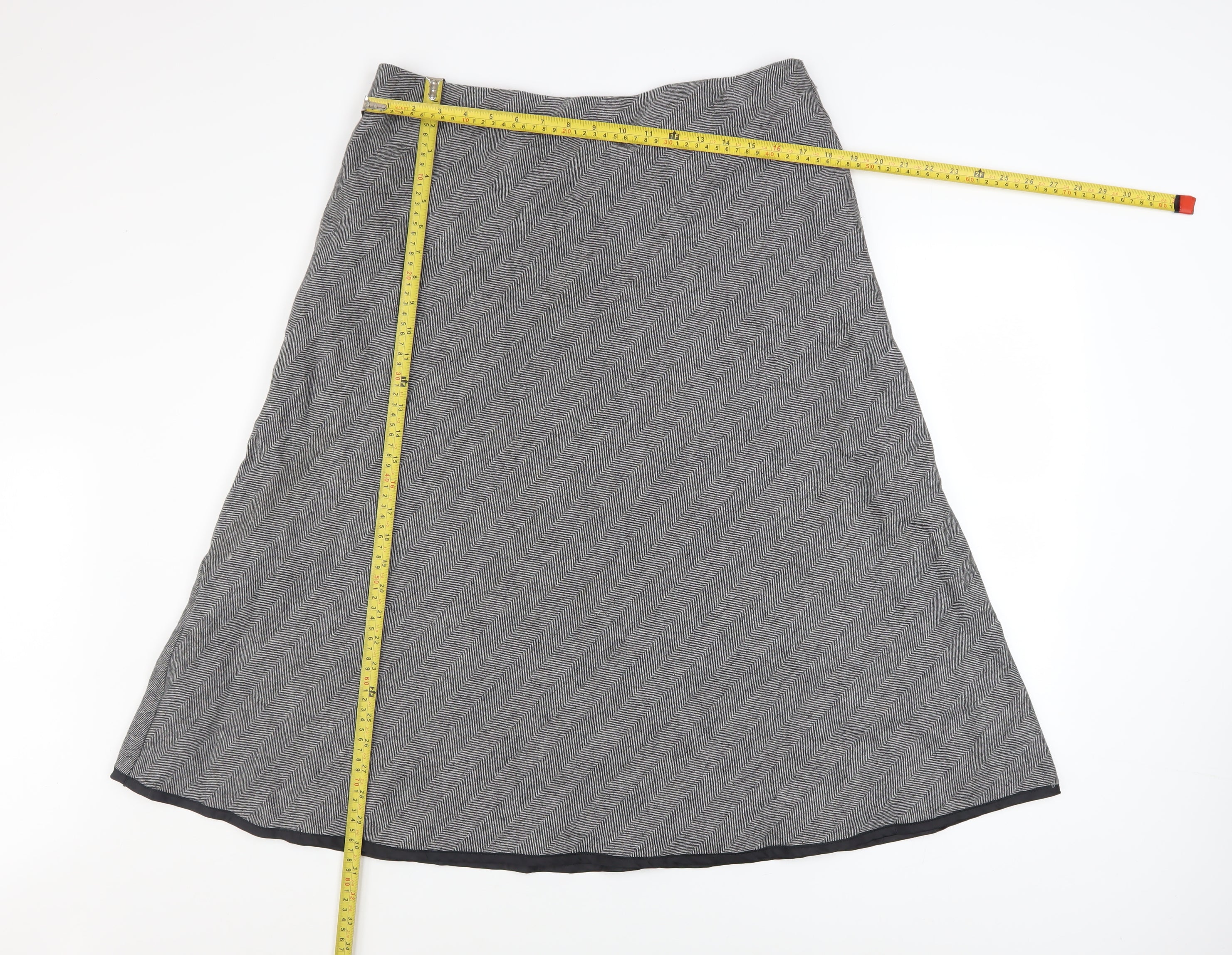 Marks and Spencer Women Grey Wool Blend A-Line Tweed Skirt UK 16 - Image 2