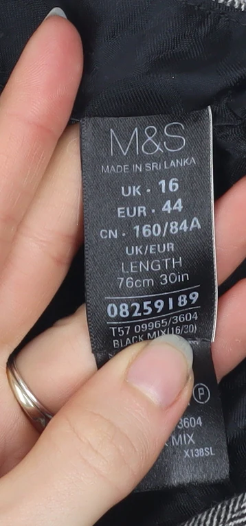 Marks and Spencer Women Grey Wool Blend A-Line Tweed Skirt UK 16 - Image 4