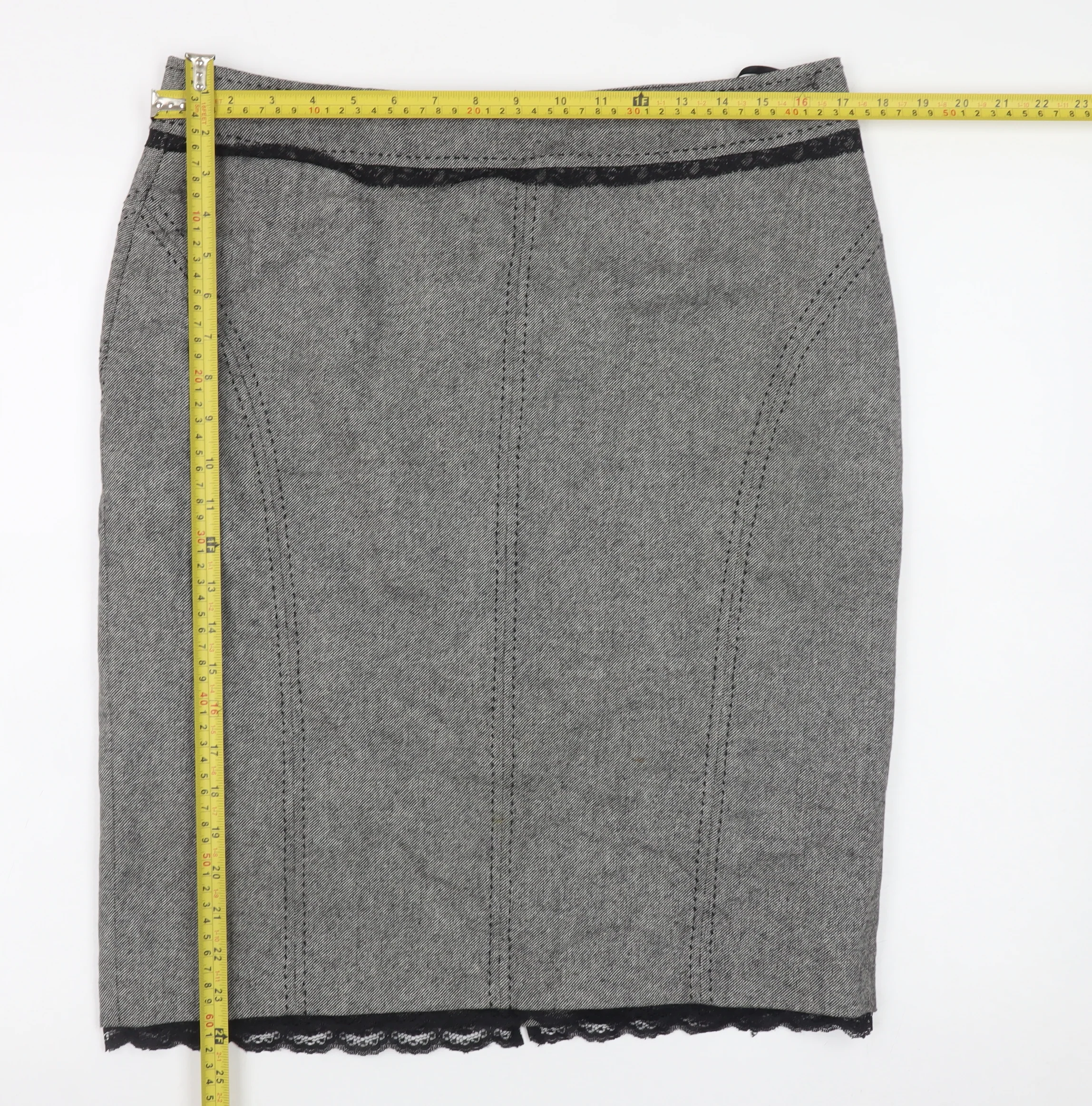 Marks and Spencer Women Grey Wool Blend Pencil Skirt UK 14 - Image 2