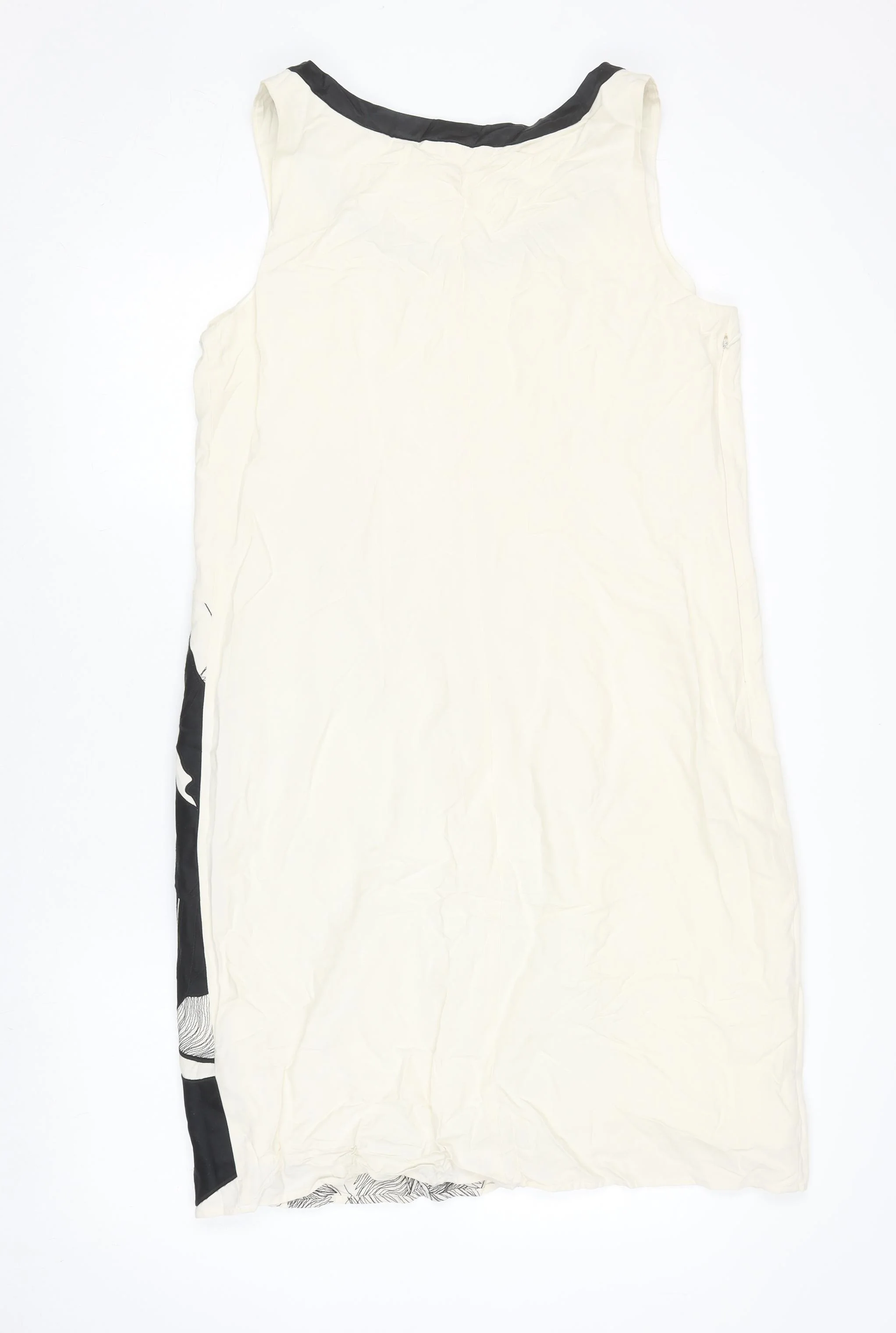 Marks and Spencer Women Ivory Floral Silk Linen Shift Dress UK 16 - Image 3
