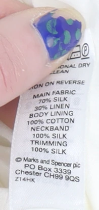 Marks and Spencer Women Ivory Floral Silk Linen Shift Dress UK 16 - Image 4