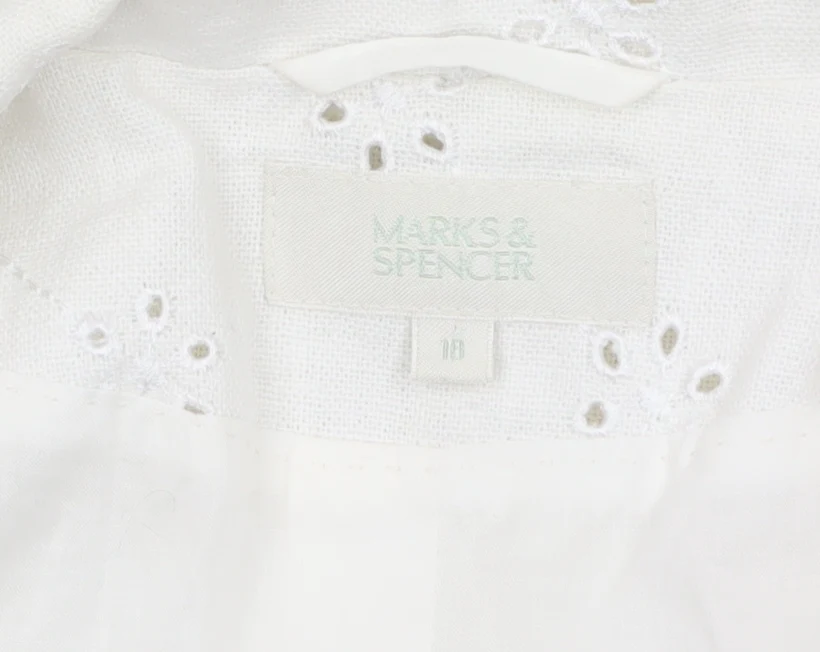 Marks and Spencer Women Ivory Linen Blend 3/4 Sleeve Blazer Size 16 - Image 5