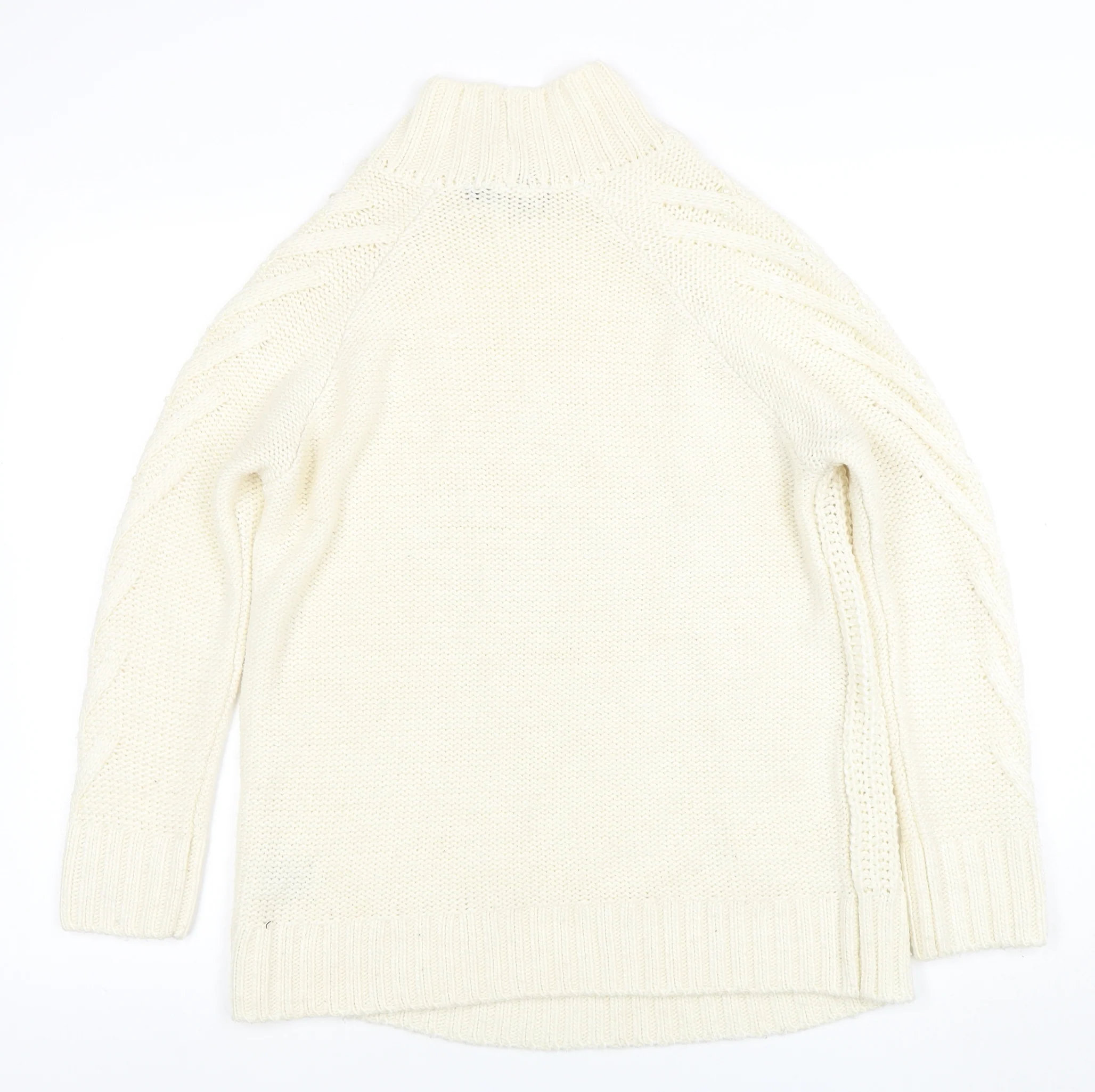 Marks and Spencer Women Ivory Roll Neck Cable-Knit Jumper M - Image 3