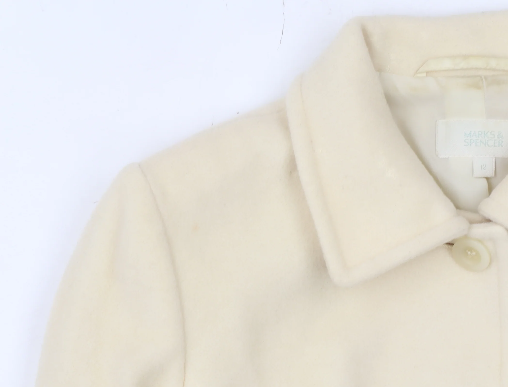 Marks and Spencer Women Ivory Wool Coat UK 12 Classic Short Overcoat - Image 5