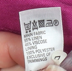 Marks and Spencer Women Magenta Linen Blend Short Sleeve Blazer Size 16 - Image 5