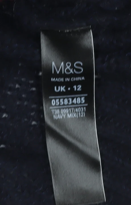 Marks and Spencer Women Navy Mix Size 12 Striped Chunky Knit Jumper - Image 5