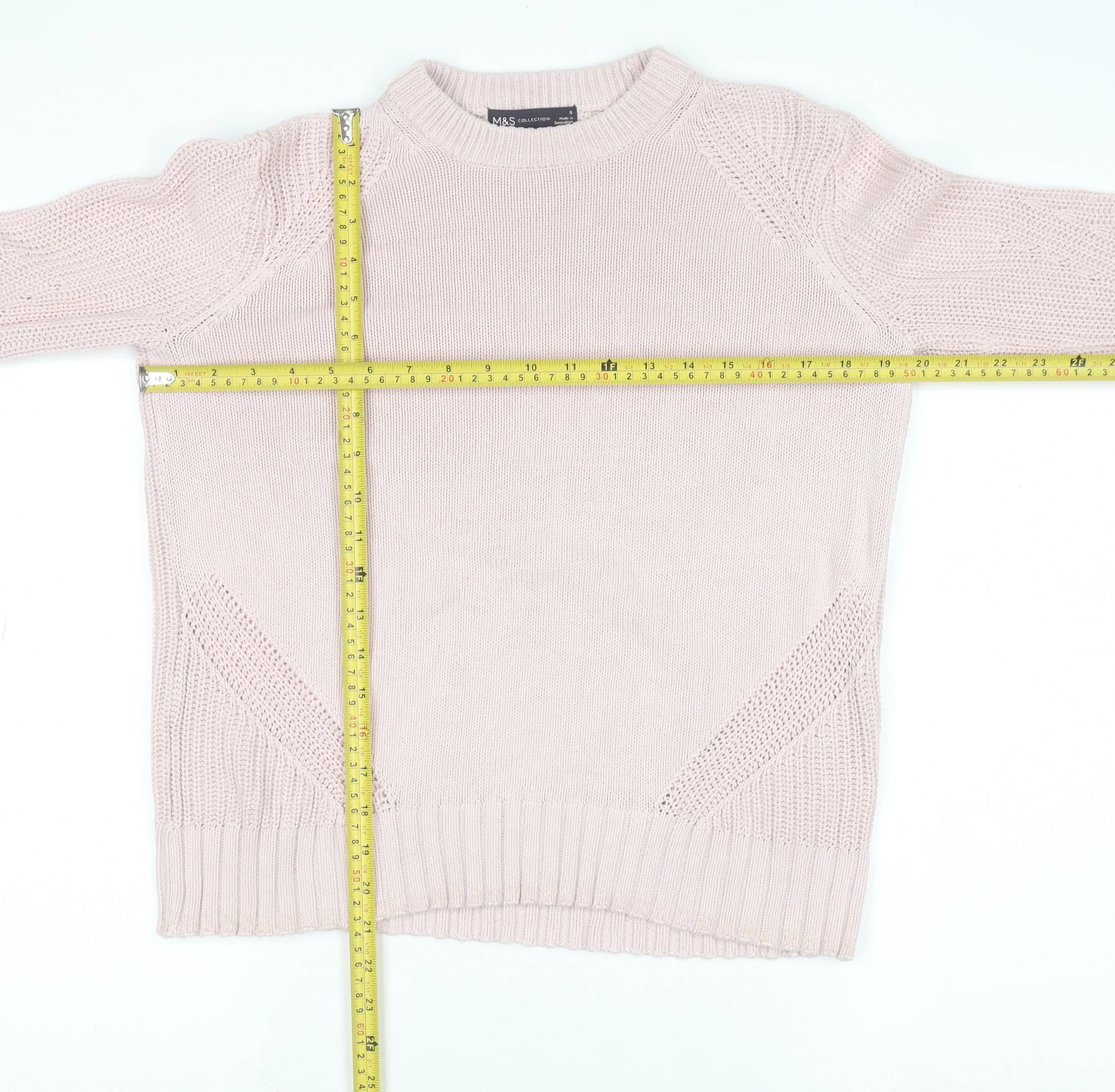 Marks and Spencer Women Pink Chunky Knit Cotton Jumper Size S - Image 2
