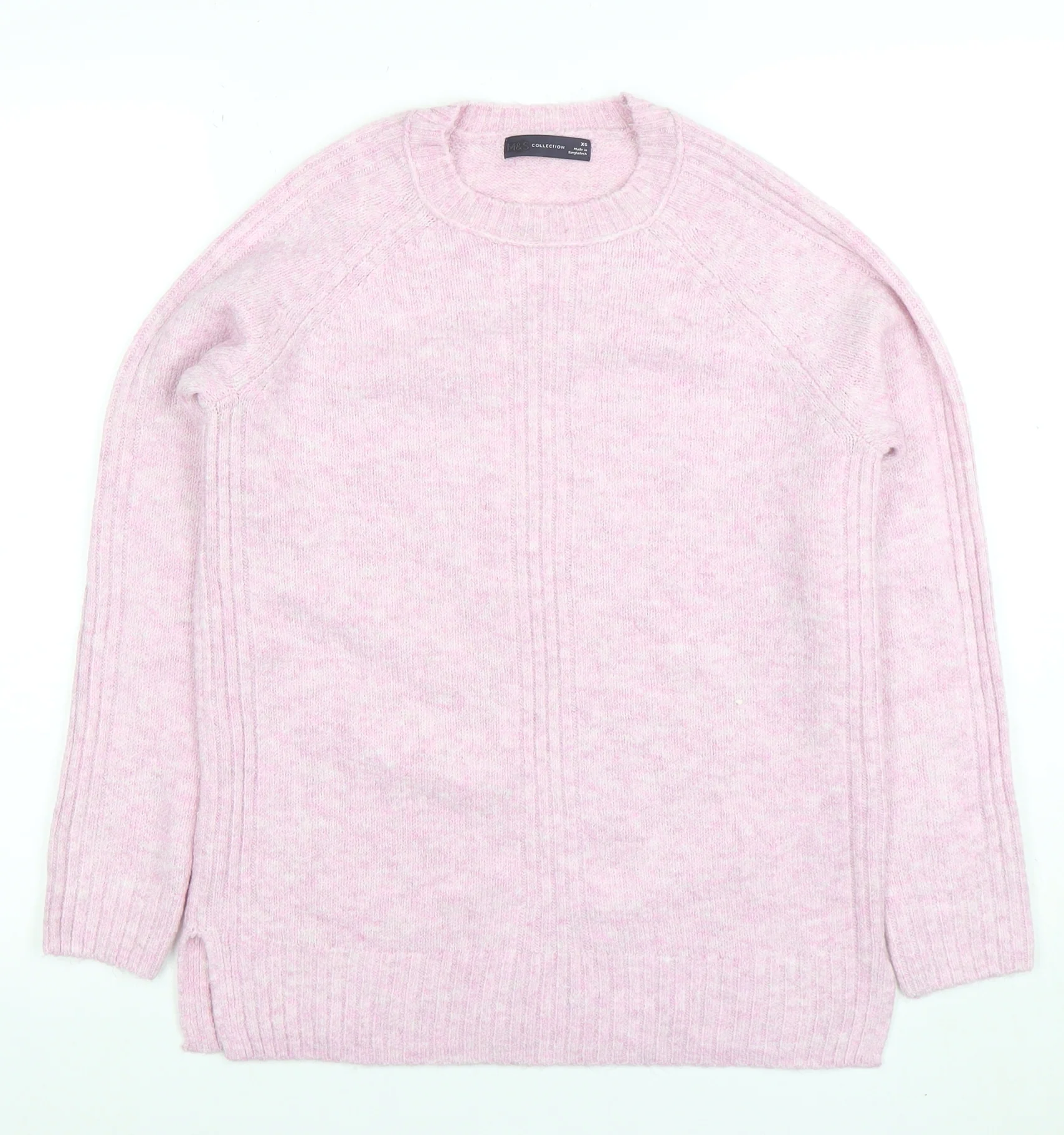Marks and Spencer Women Pink Crew Neck Long Sleeve Jumper XS