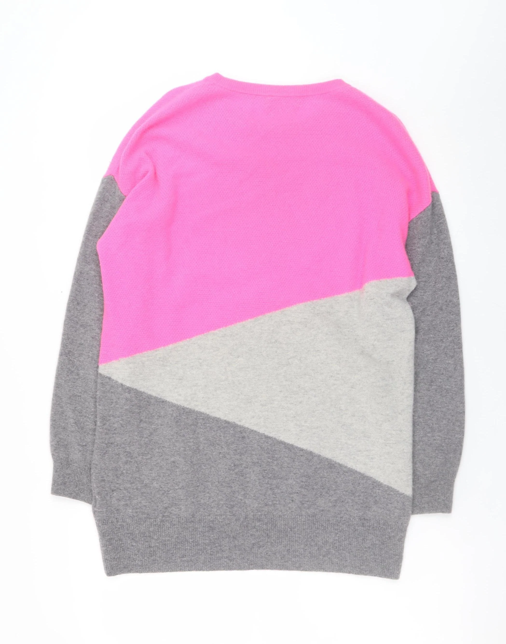 Marks and Spencer Women Pink Grey Colourblock Cashmere Jumper Size M - Image 3