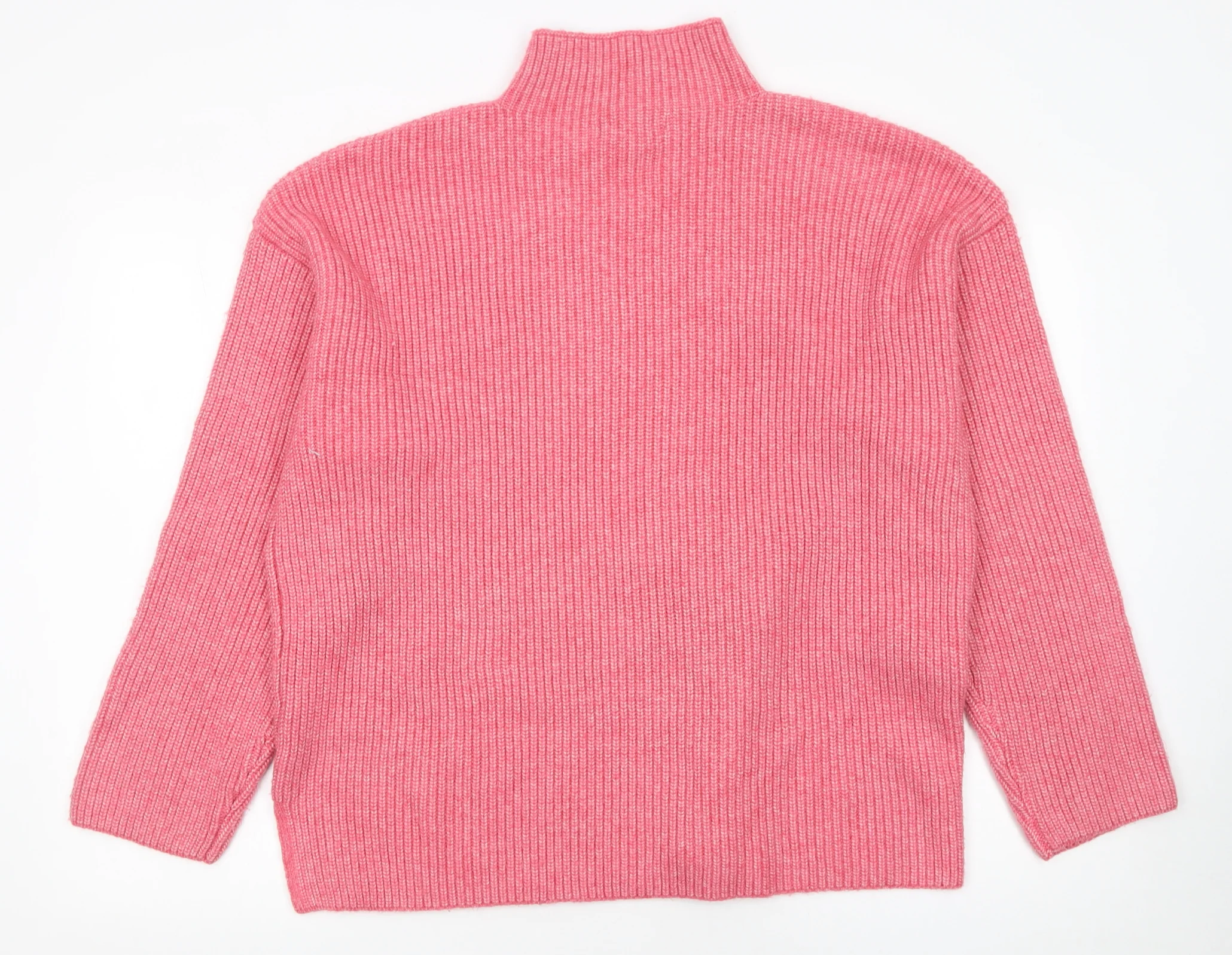 Marks and Spencer Women Pink Mock Neck Ribbed Knit Jumper XL - Image 3