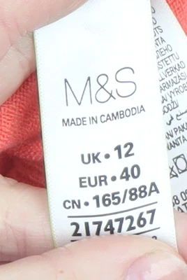 Marks and Spencer Women Pink V-Neck Acrylic Jumper Size 12 - Image 4