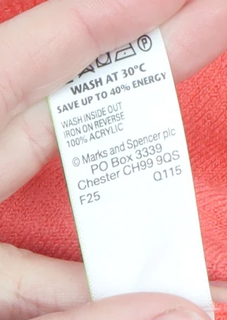 Marks and Spencer Women Pink V-Neck Acrylic Jumper Size 12 - Image 5