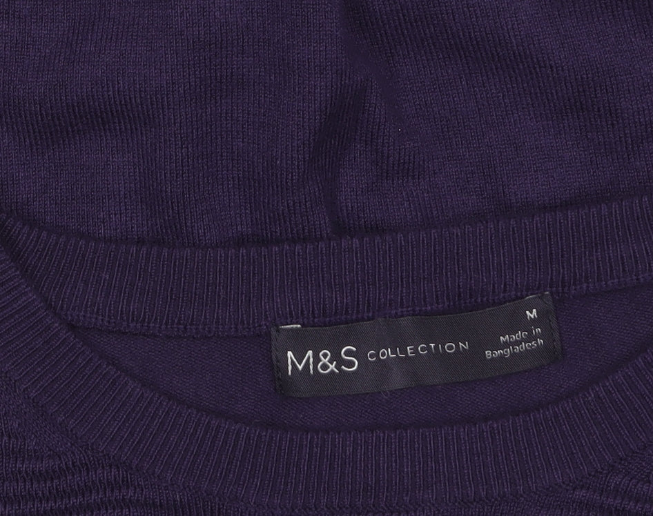 Marks and Spencer Women Purple Crew Neck Knit Pullover Jumper M - Image 5