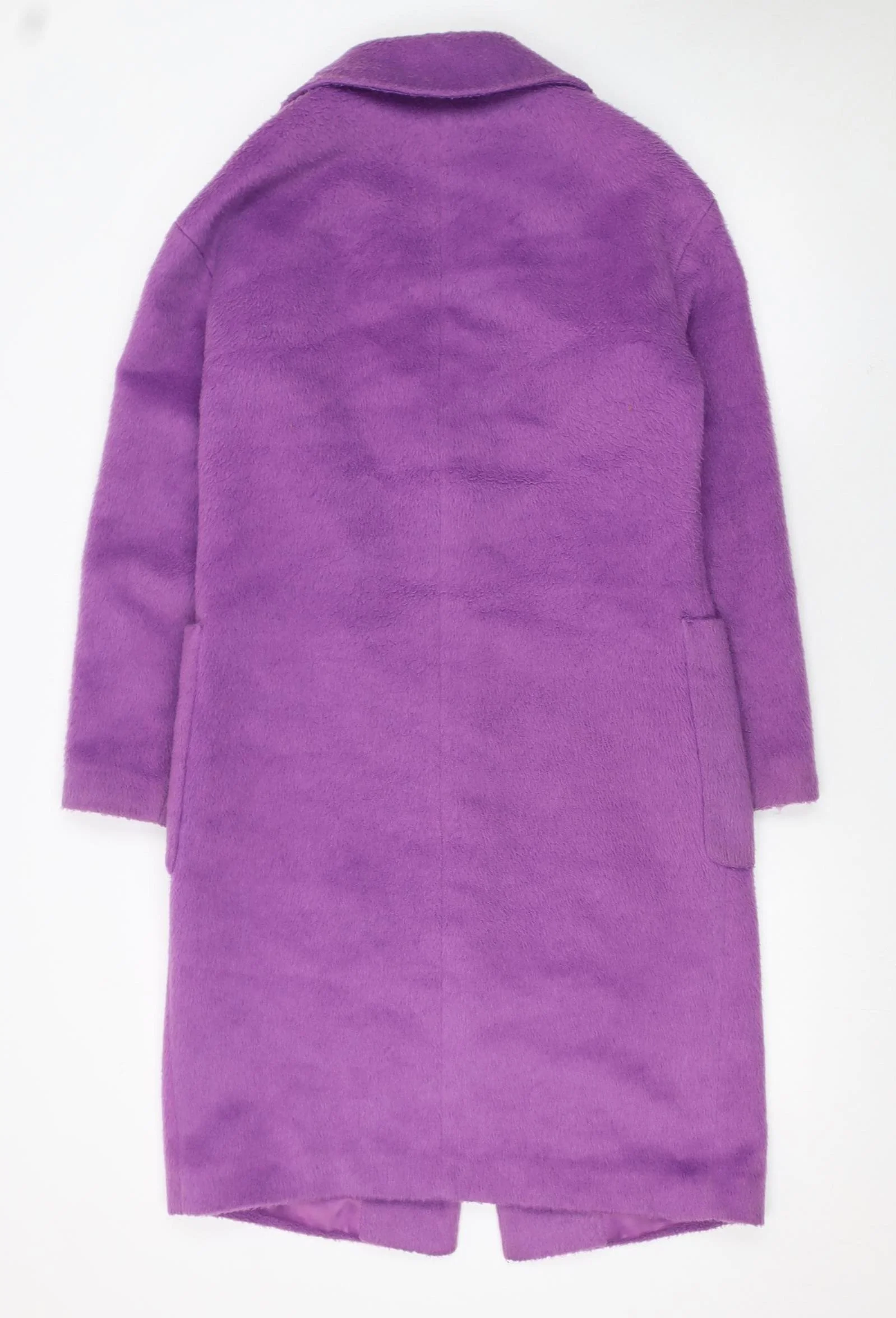 Marks and Spencer Women Purple Long Wool Blend Overcoat Size 8 - Image 3