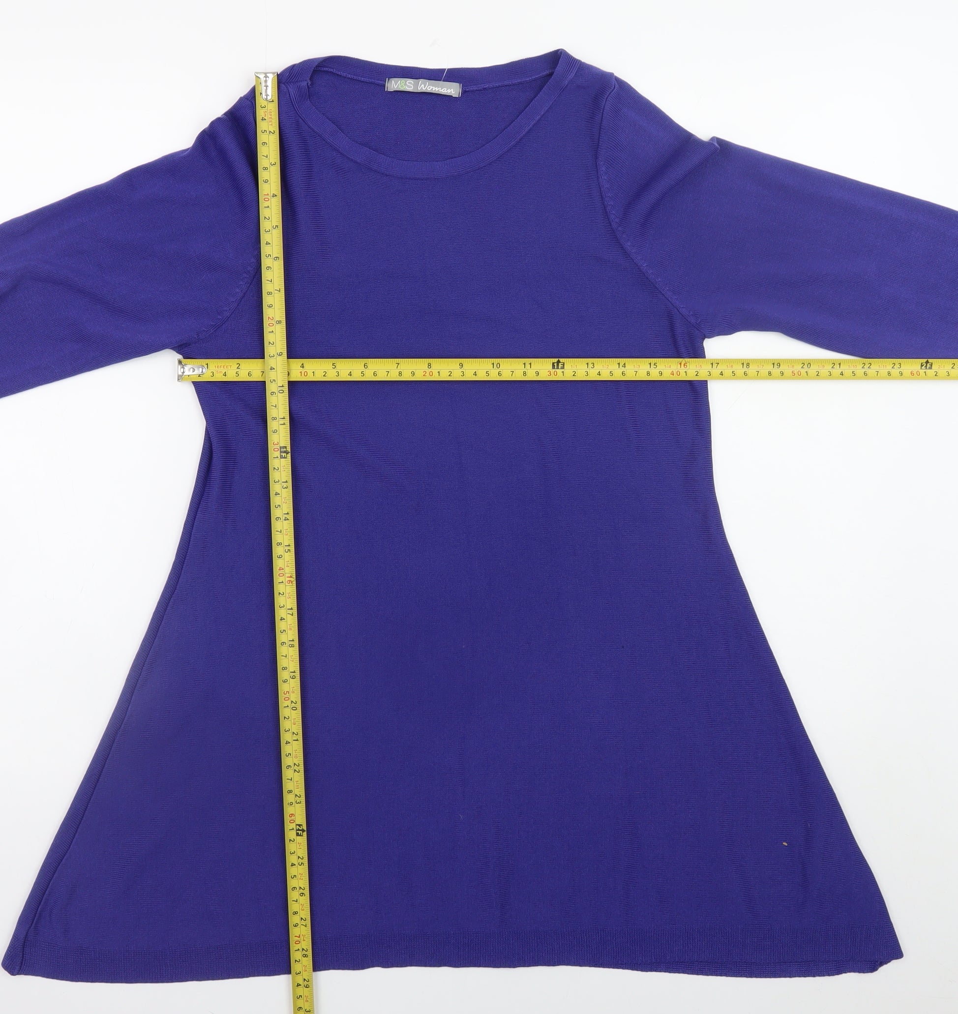Marks and Spencer Women Purple Size 10 A-Line Knit Dress - Image 2
