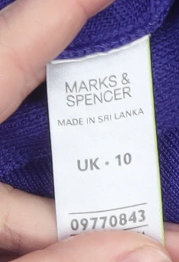 Marks and Spencer Women Purple Size 10 A-Line Knit Dress - Image 4