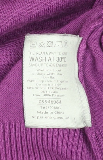 Marks and Spencer Women Purple Size 18 Ruffle Scoop Neck Jumper - Image 5