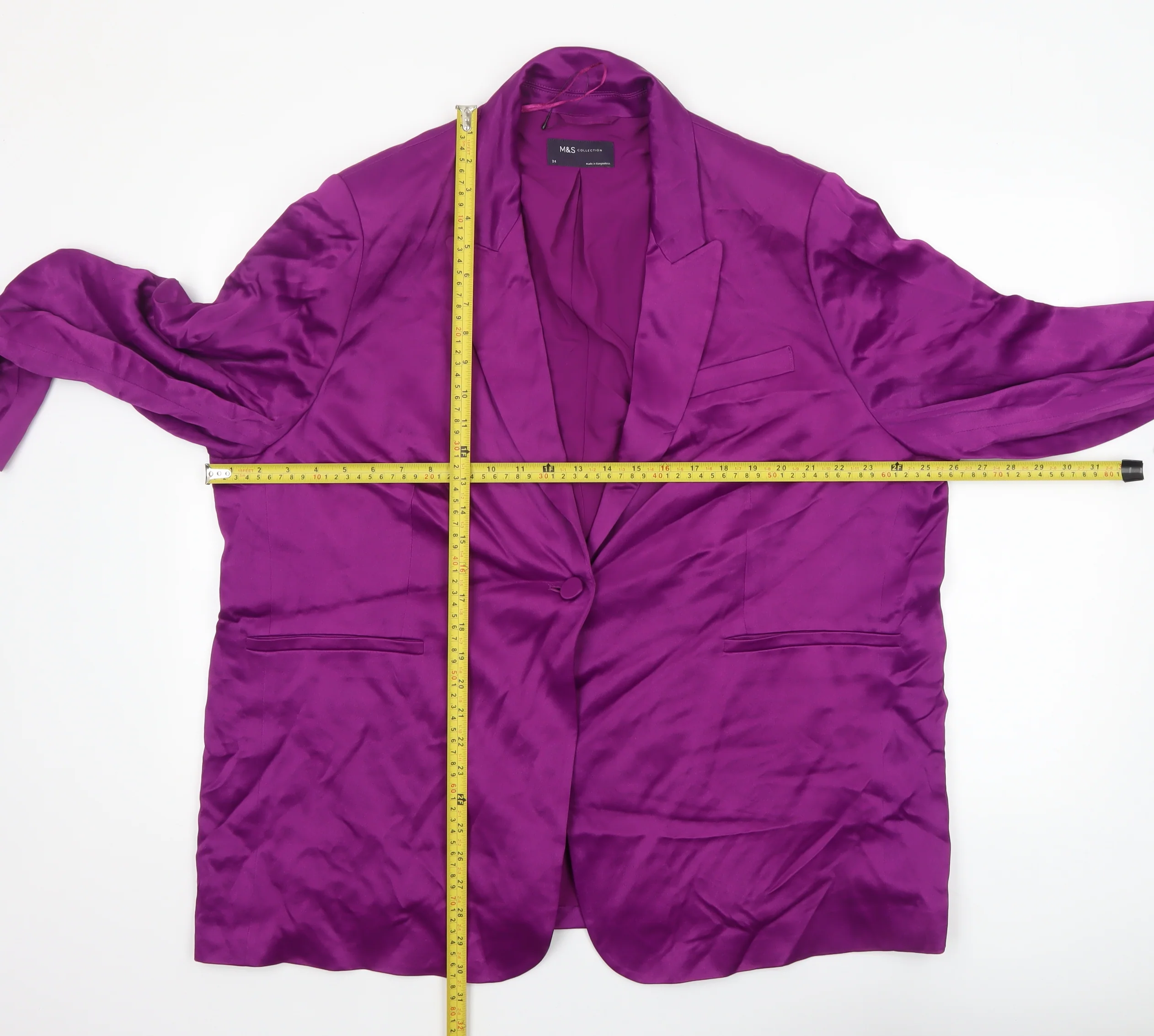 Marks and Spencer Women Purple Viscose Single-Breasted Blazer Size 24 - Image 2