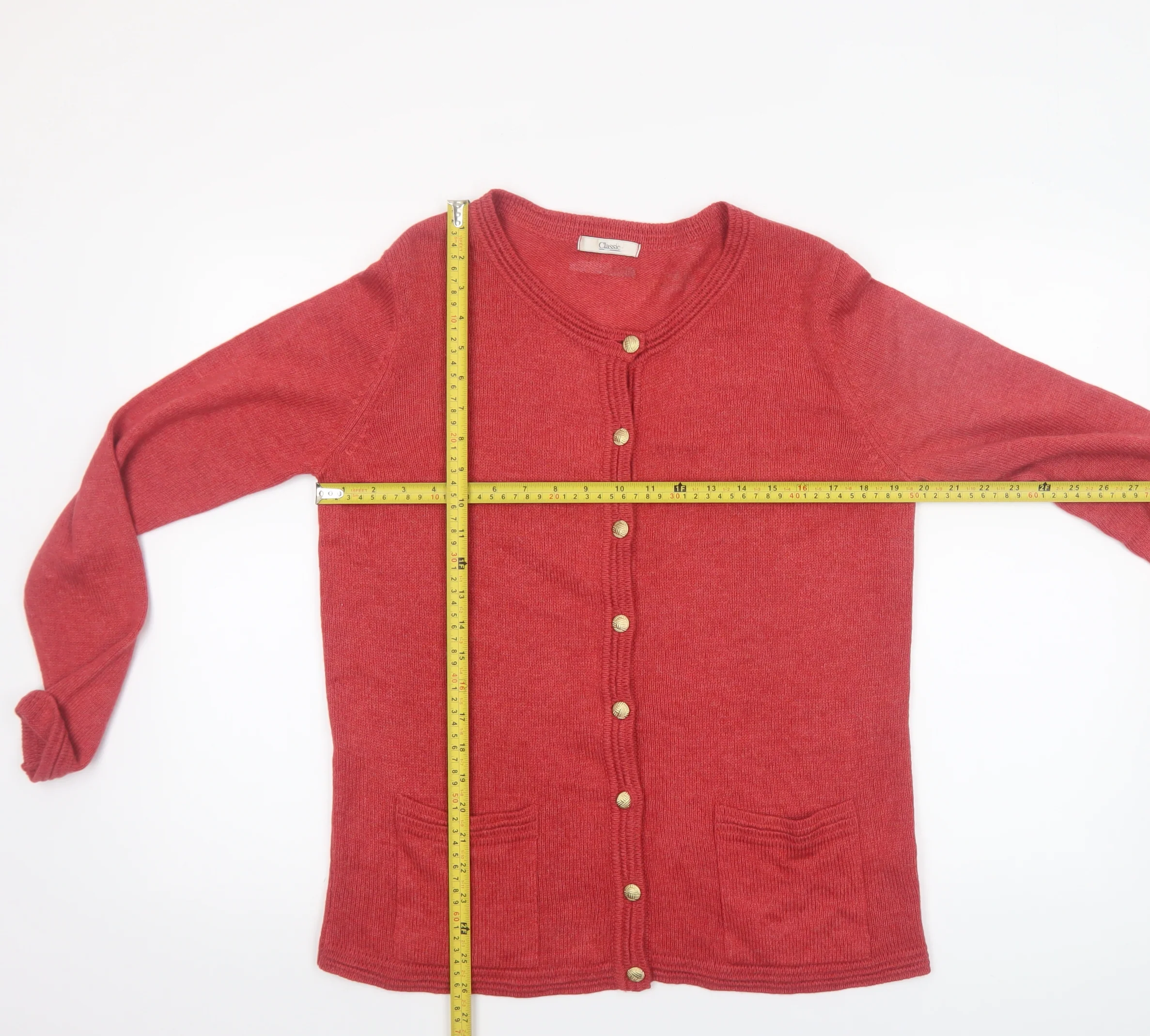 Marks and Spencer Women Red Button Cardigan UK 16 Acrylic Wool Knit - Image 2