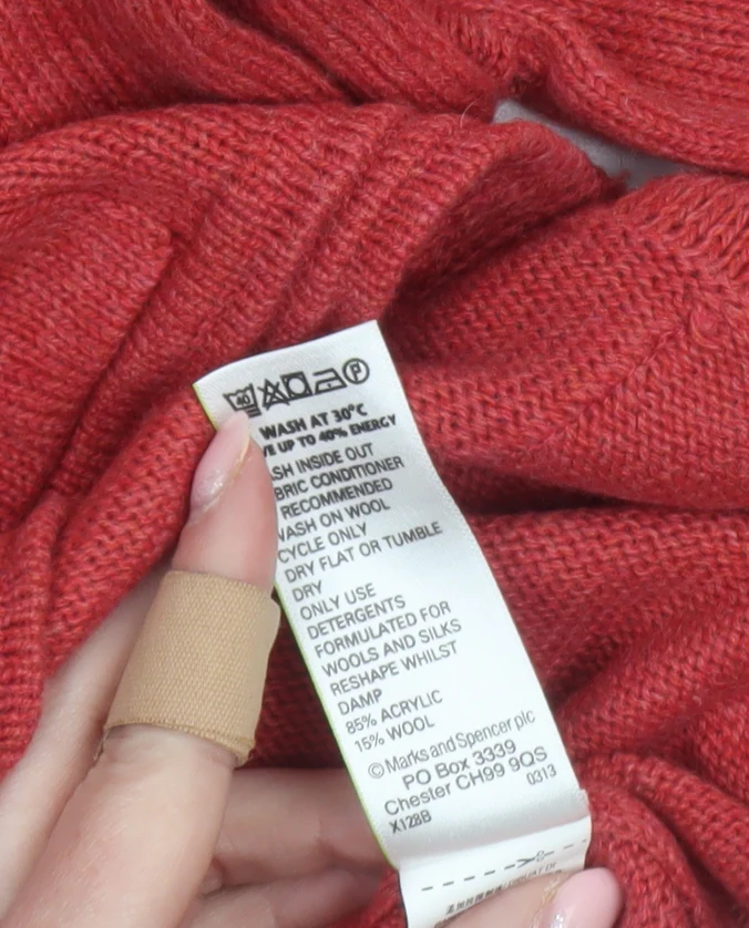 Marks and Spencer Women Red Button Cardigan UK 16 Acrylic Wool Knit - Image 4